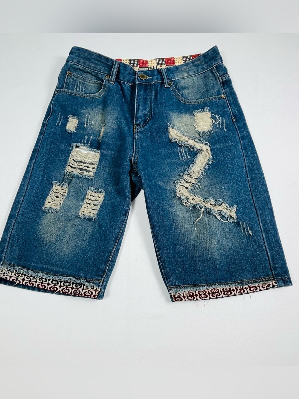 Men's Distressed Blue Denim Shorts M592